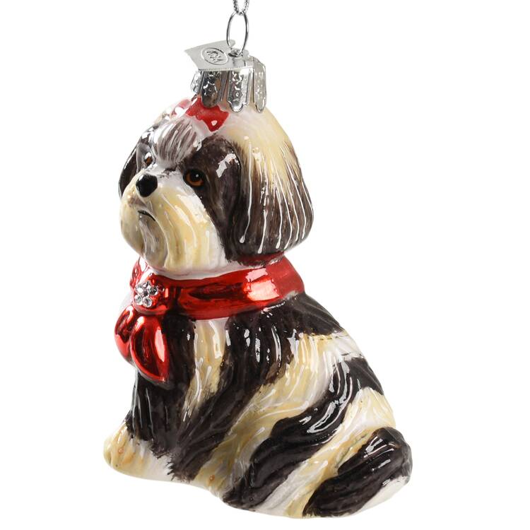 Pet Parade (Bown Glass) Shih Tzu With Scarf-Black & White - No Box