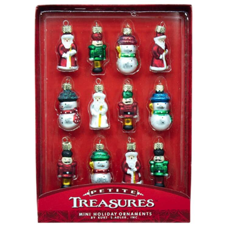 Petite Treasures 12 Pc Miniature Glass Ornaments - Boxed