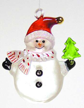 Kurt Adler Crystal Ornaments Snowman With Tree - With Box