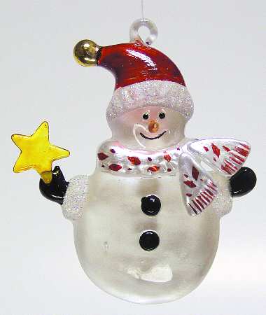 Kurt Adler Crystal Ornaments Snowman With Star - Boxed