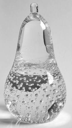 FM Konstglas Art Glass Pear-Clear With Bubbles - No Box