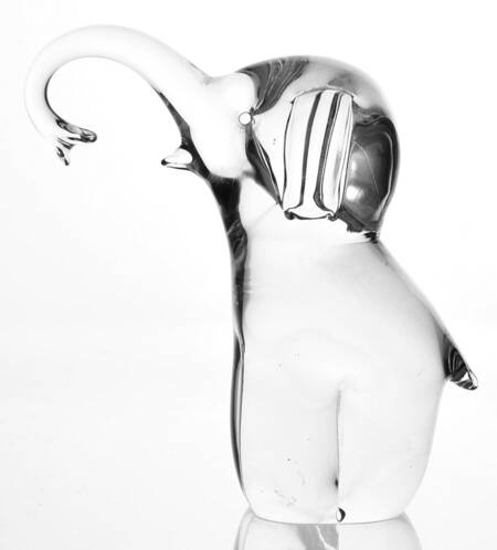 FM Konstglas Art Glass Elephant-Clear/Trunk Down - No Box