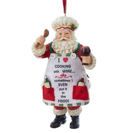 Tuscan Christmas-Vineyard Chef Santa With Wine - No Box