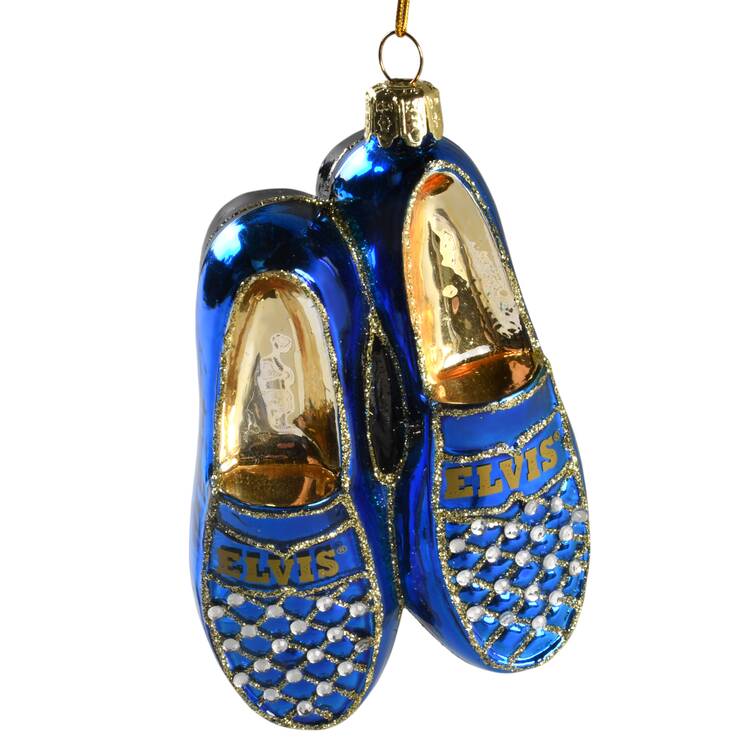 Elvis - Blown Glass Blue Suede Shoes - Boxed