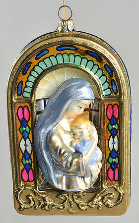 Religious Ornaments - Polonaise Madonna & Child,Stained Glass Arch - No Box