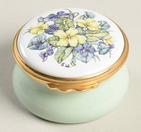 Kingsley Enamels Boxes Violets And Yellow Flowers - Boxed