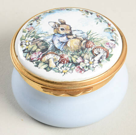 Kingsley Enamels Boxes Rabbit In Mushrooms & Flowers - No Box