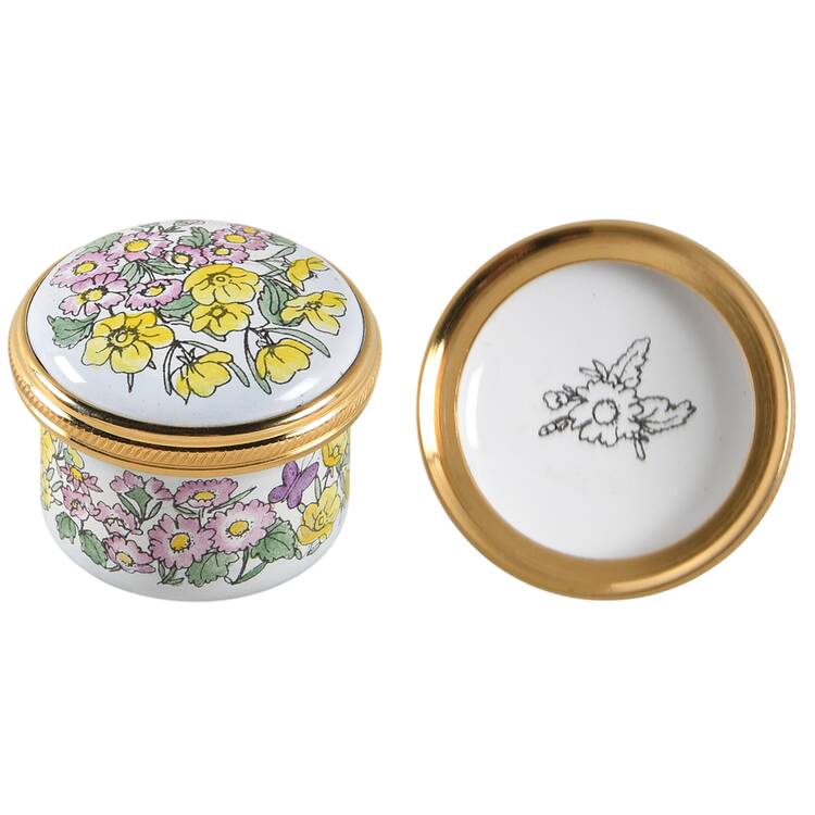Kingsley Enamels Boxes Pink And Yellow Flowers - Boxed