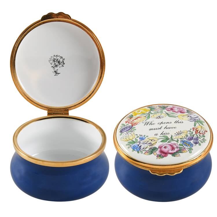 Kingsley Enamels Boxes Who Opens This Must Have A Kiss - Boxed
