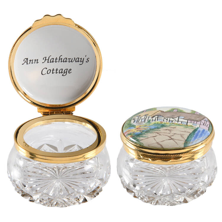Kingsley Enamels Boxes Ann Hathaway's Cottage-Enamel & Crystal - Boxed