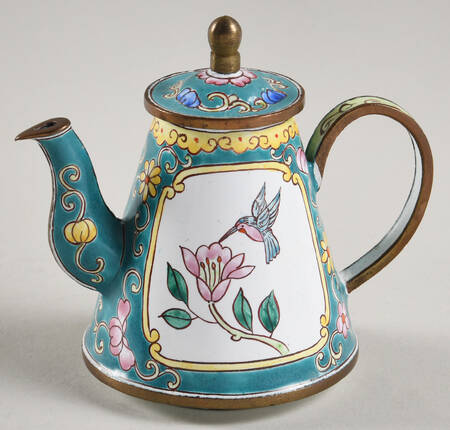 Enamel Teapots Hummingbird On A Flower - No Box