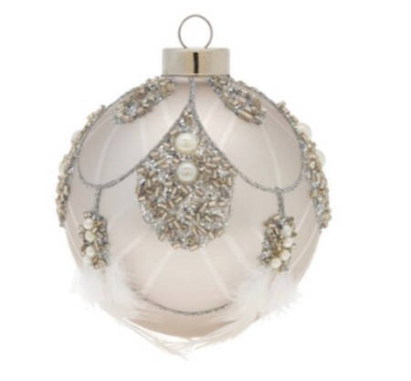 Festive Blues Embellished Feathered Round - No Box