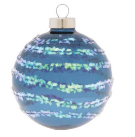 Festive Blues Blue Translucent Glitter Lines Round - No Box