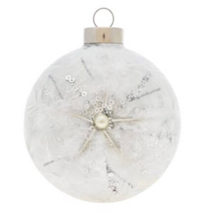 Festive Blues Silver Feather Jewelled Round - No Box
