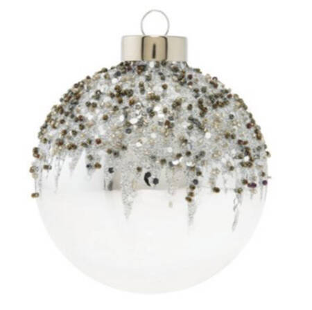 Festive Blues Glitzy Silver Snowcap Round - No Box