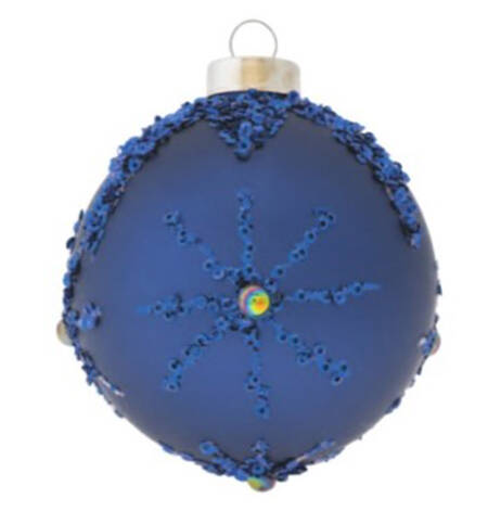 Festive Blues Embellished Showflakes Round - No Box