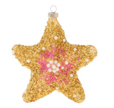 Festive Blues Gold Pearl Encrusted Star Fish - No Box