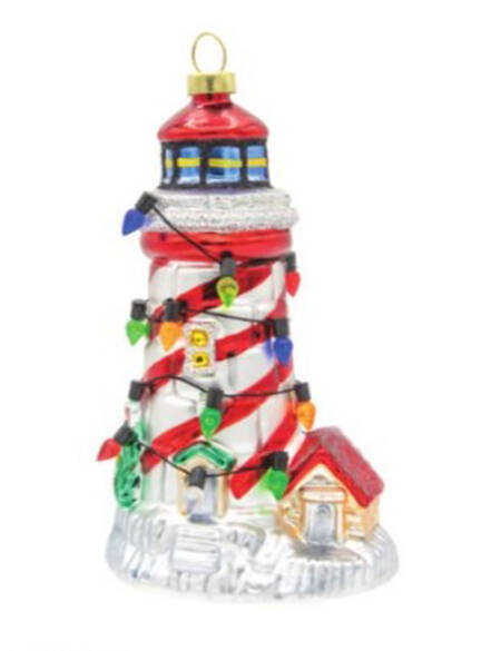 Festive Blues Christmas Lighthouse - No Box
