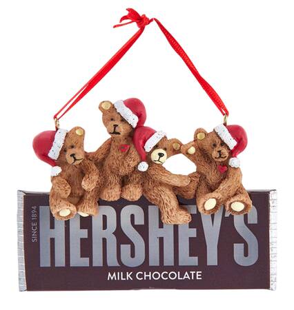 Hershey's Ornaments (Resin) Santa Bears On Hershey's Bar - No Box