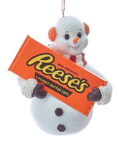 Hershey's Ornaments (Resin) Snowman Holding Reese's - No Box 39a