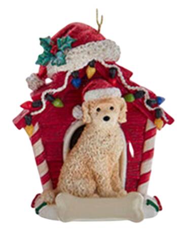 Dog Breeds in Doghouses Blonde Labradoodle - No Box 37b