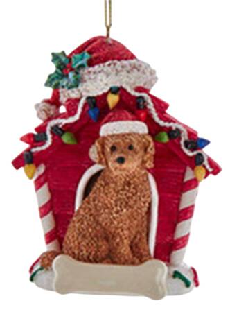 Dog Breeds in Doghouses Brown Labradoodle - No Box 37a