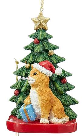 Pet Breeds with Christmas Trees Orange & White Cat - No Box