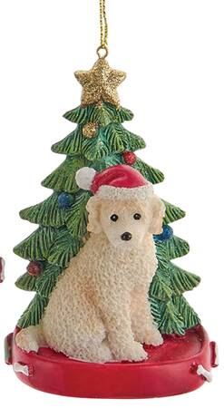 Pet Breeds with Christmas Trees Blonde Labradoodle - No Box
