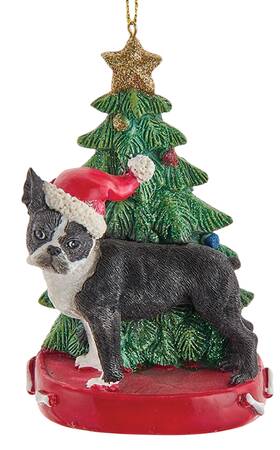 Pet Breeds with Christmas Trees Boston Terrier - No Box
