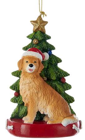Pet Breeds with Christmas Trees Golden Retriever - No Box