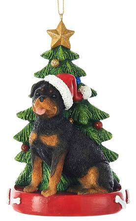 Pet Breeds with Christmas Trees Rottweiler - No Box