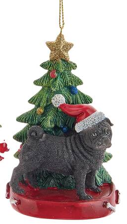 Pet Breeds with Christmas Trees Black Pug - No Box