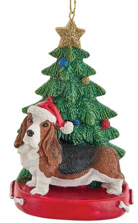 Pet Breeds with Christmas Trees Basset Hound - No Box