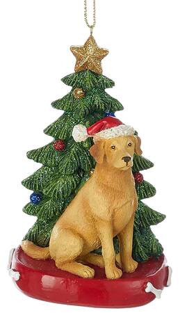 Pet Breeds with Christmas Trees Yellow Labrador Retriever - No Box