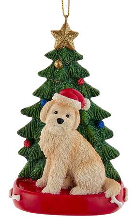 Pet Breeds with Christmas Trees Golden Doodle - No Box