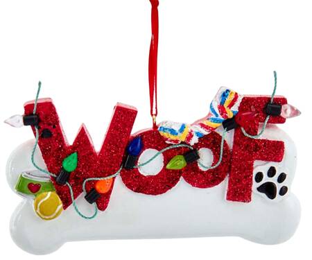 Pet Parade (Resin) "Woof" Bone W/ Christmas Lights - No Box