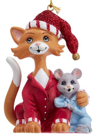 Pet Parade (Resin) Orange Cat In Pajamas W/ Mouse - No Box 127b