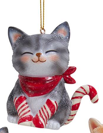 Pet Parade (Resin) Candy Cane Cat With Bandana - No Box