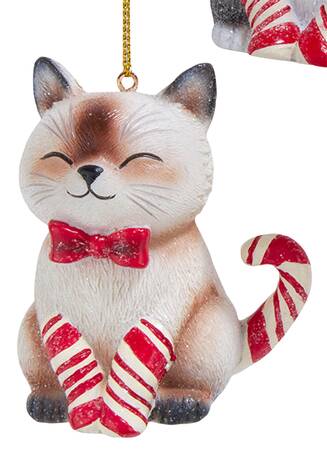 Pet Parade (Resin) Candy Cane Cat With Bow Tie - No Box