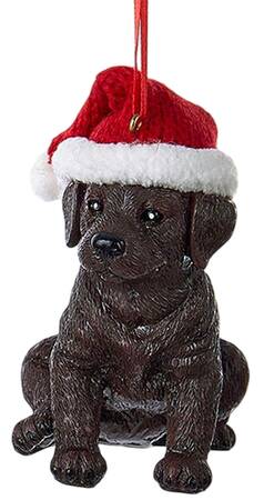 Pet Parade (Resin) Chocolate Lab Puppy W/ Santa Hat - No Box