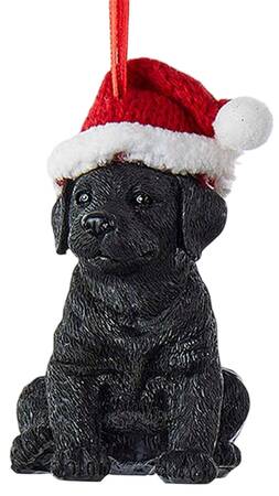 Pet Parade (Resin) Black Lab Puppy With Santa Hat - No Box 121b