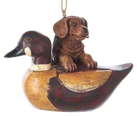Pet Parade (Resin) Brown Puppy With Duck Decoy - No Box