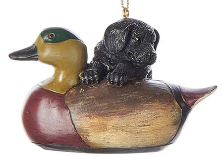 Pet Parade (Resin) Black Puppy With Duck Decoy - No Box
