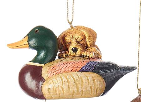 Pet Parade (Resin) Yellow Puppy W/ Duck Decoy - No Box