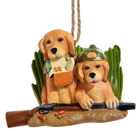 Pet Parade (Resin) Hunter Lab Puppies With Gun - No Box