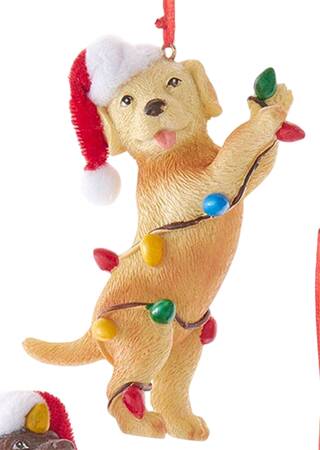 Pet Parade (Resin) Yellow Lab With Christmas Lights - No Box 116a