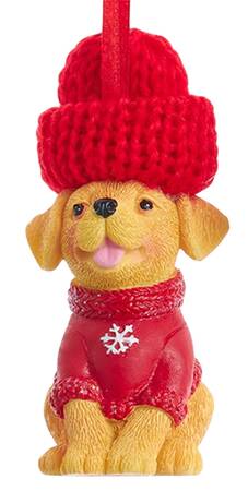 Pet Parade (Resin) Yellow Lab In Red Knit Hat - No Box
