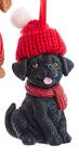 Pet Parade (Resin) Black Lab In Red Knit Hat - No Box