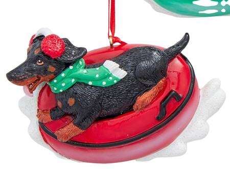 Dog Breeds on Snow Tubes Black & Tan Dachshund - No Box