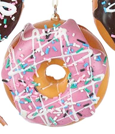Santa's Cookie Bakery Donut With Pink & White Icing - No Box